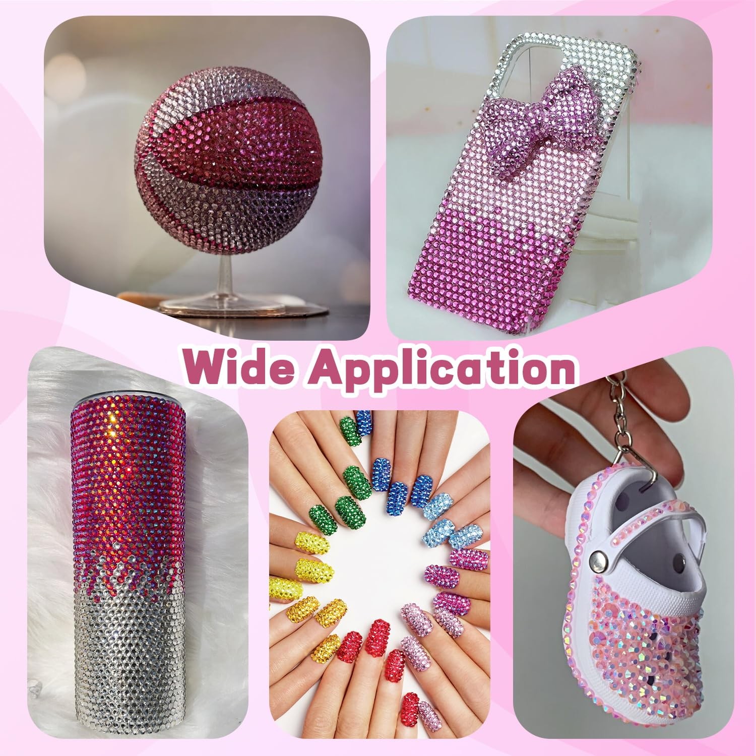 20000Pcs Pink Rhinestones for Bedazzling Kit with 3Pcs B7000 Jewelry Glue, Re…