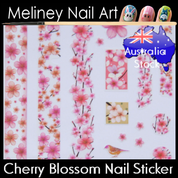 Cherry Blossom Flower Nail Art Stickers Pink Floral decoration Craft Supplies
