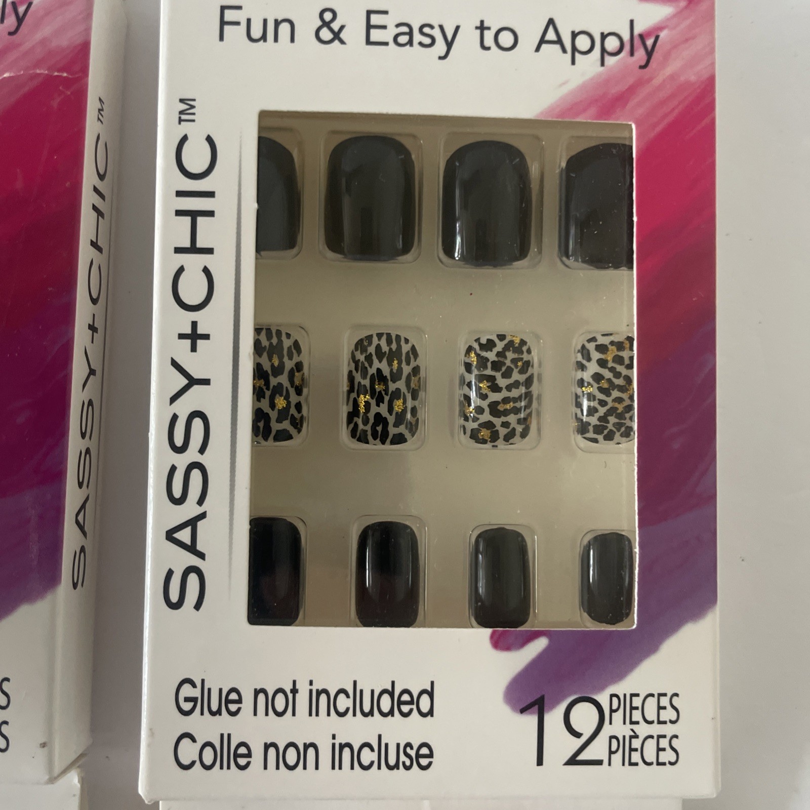 Lot of 4 Sets Fashion Nails Sassy + Chic Artificial Nails With Art Easy Apply