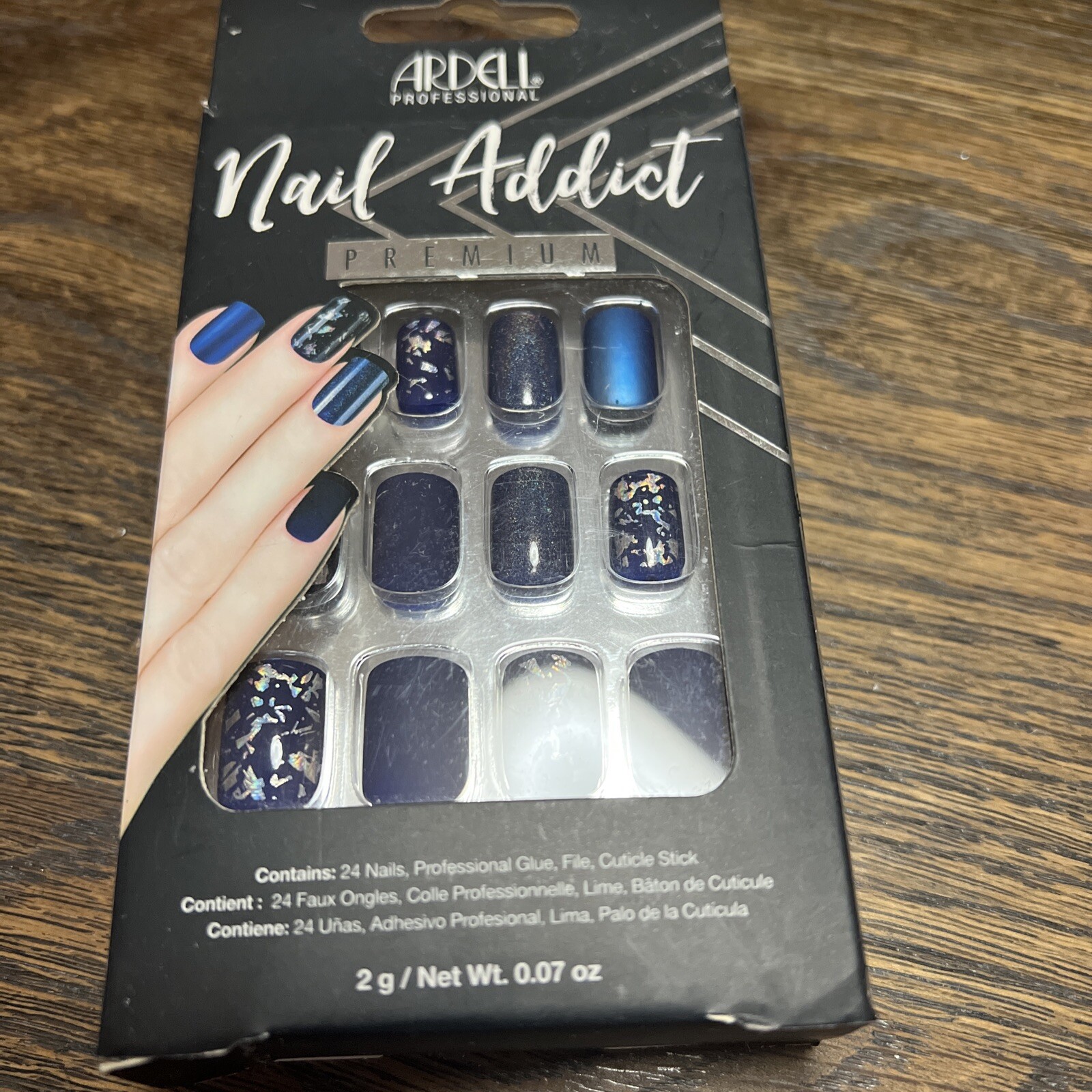 Ardell Professional Nail Addict False Nails Matte, Sparkle & Marble Blue – 24ct