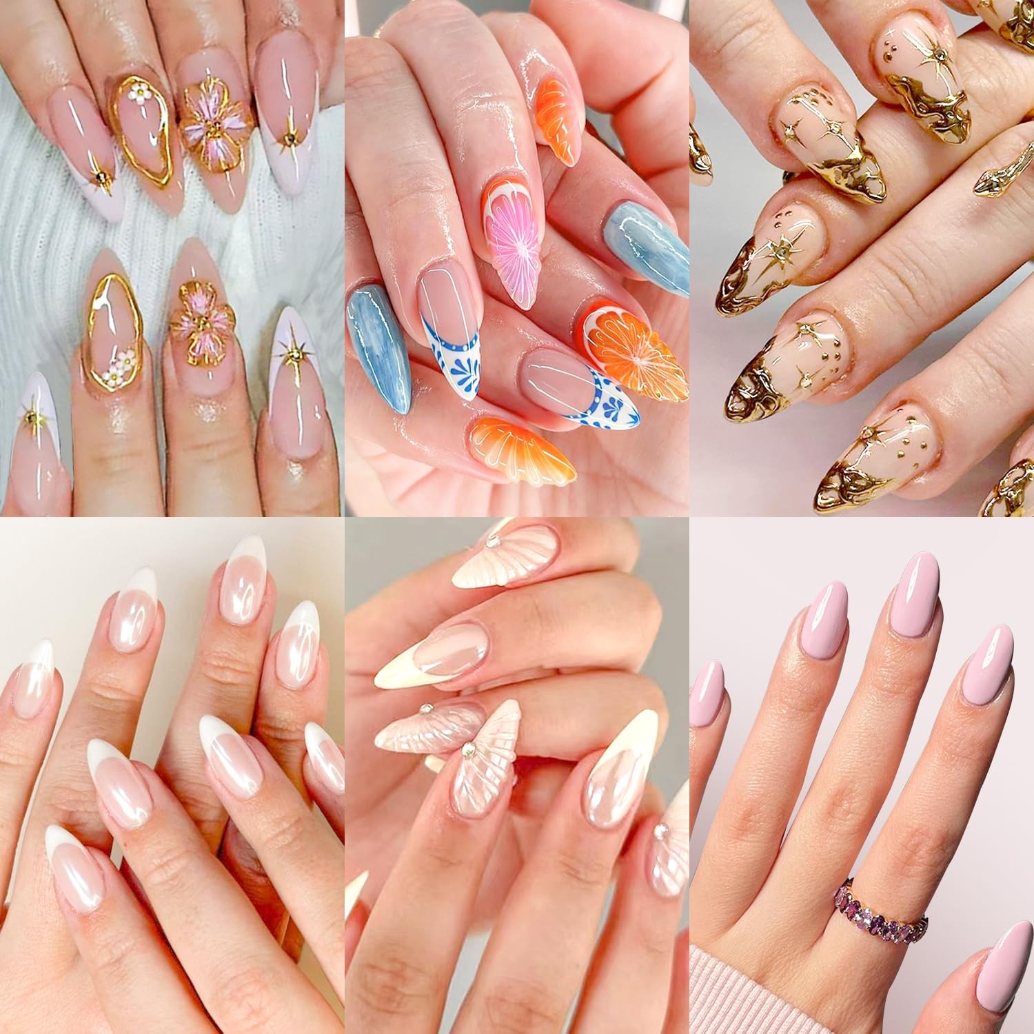 6 Packs (144 Pcs) US BEST SELLER Press on Nails cute nails 6-Style Bundle.