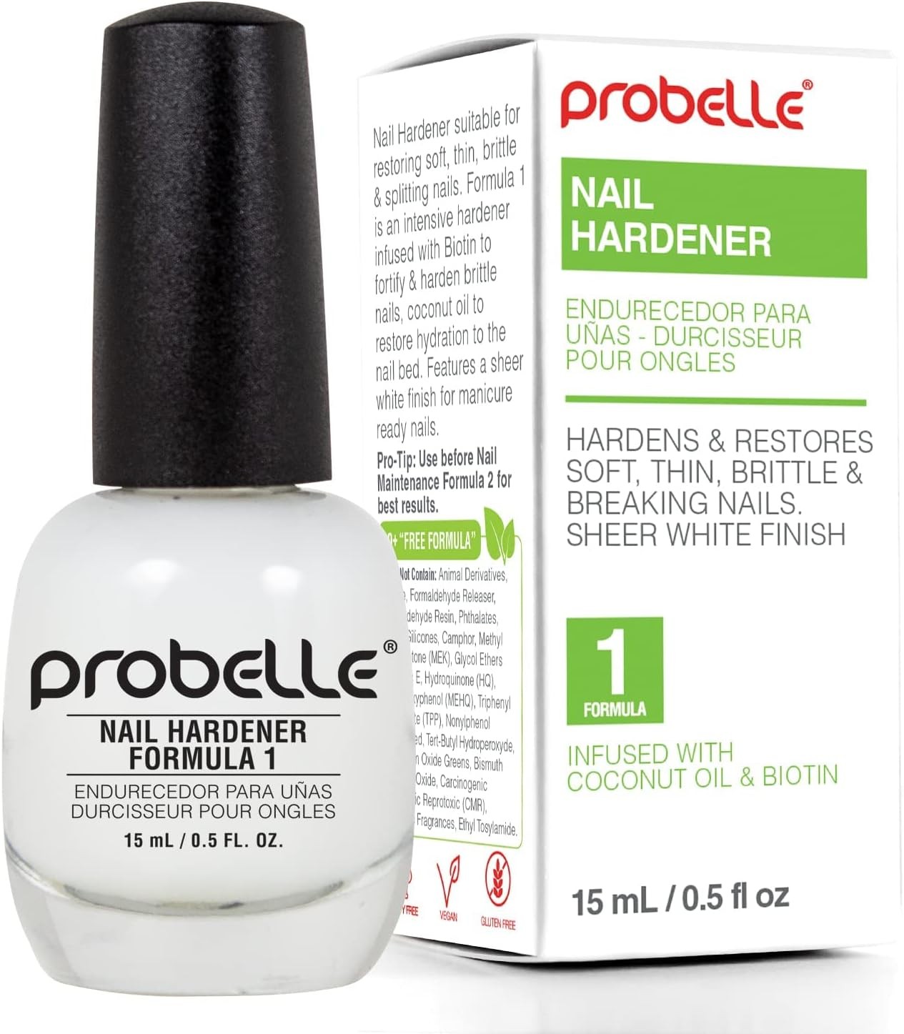 Probelle Nail Hardener Formula 1 – Repair Damaged Nails, Extra Strong Nail Growt