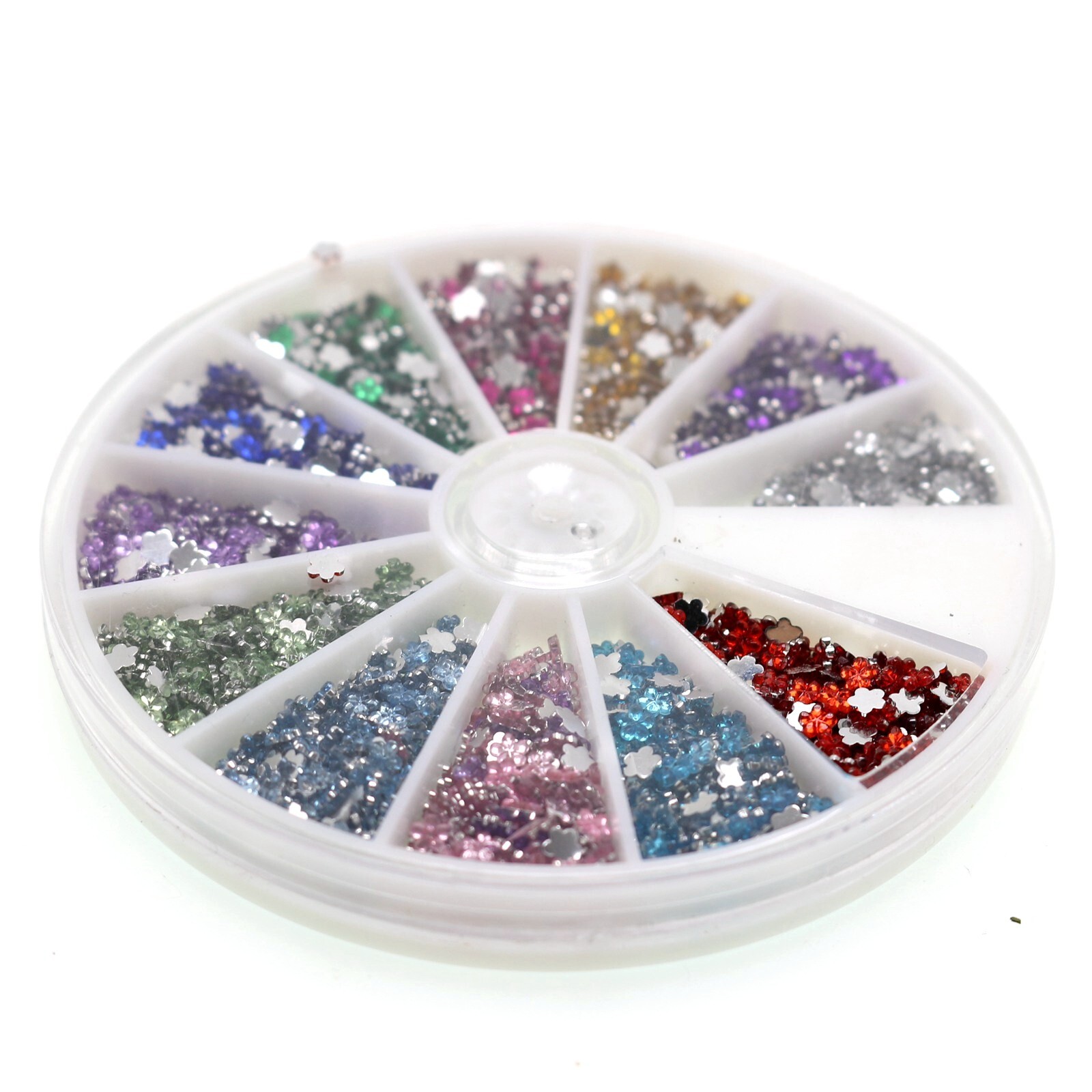 1200 Acrylic FlatBack Rhinestones Mini Flower Gems 4mm with Wheel Nail Art Tips