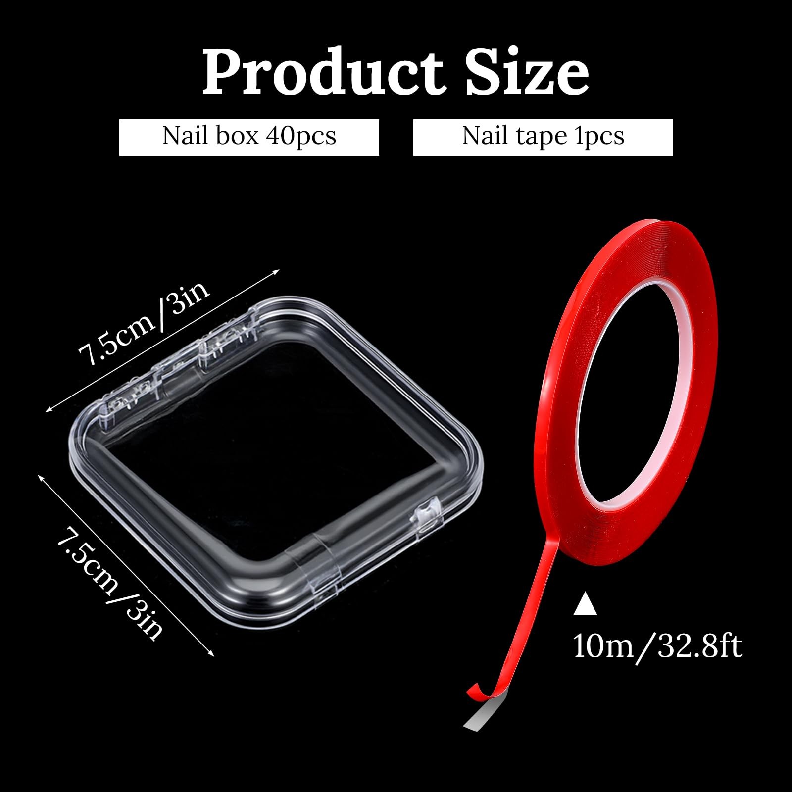 Molain 40 Pcs Clear Press on Nail 2.95 x x 0.5 Inch, transparent