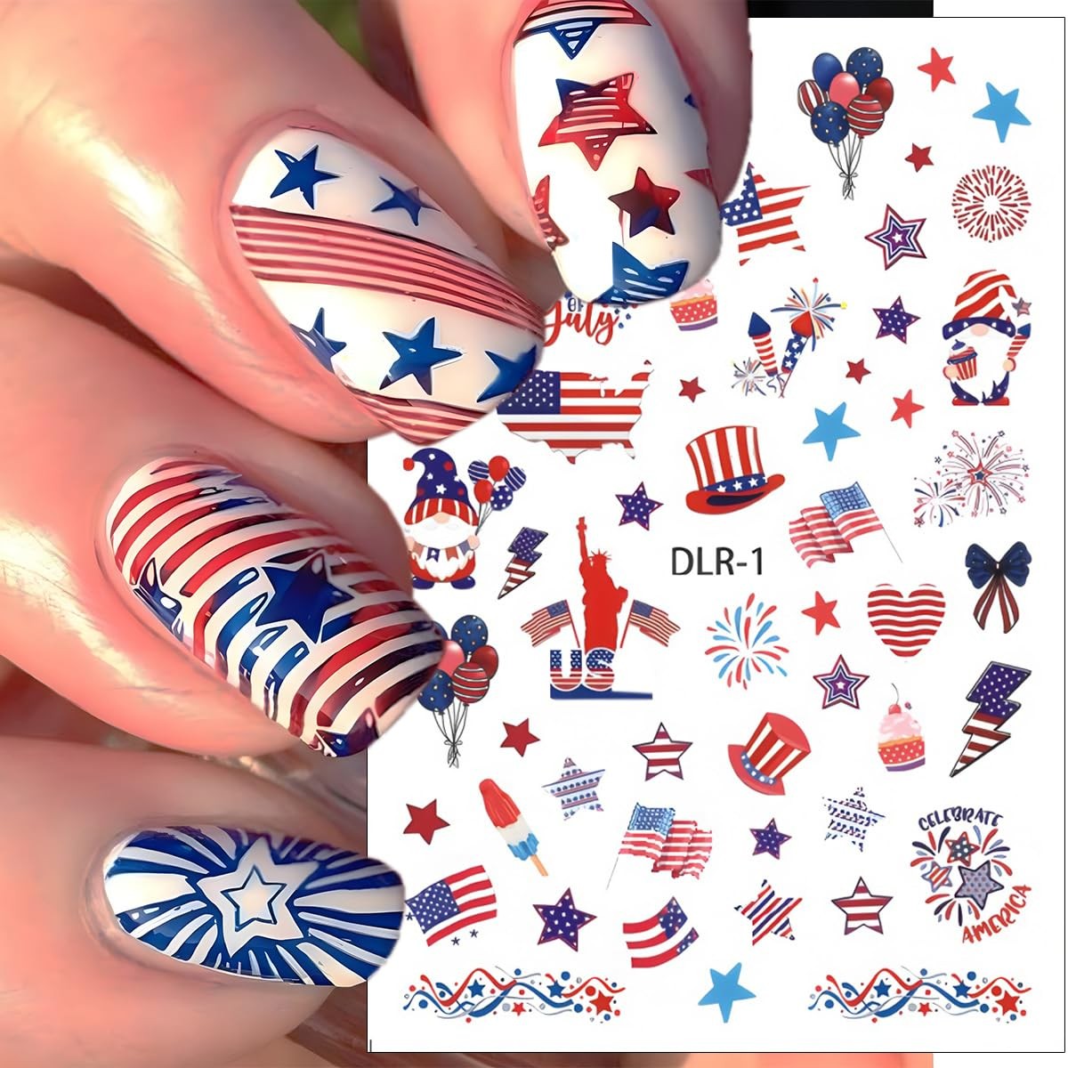 4th of July Independence Day 3D Self Adhesive Nail Stickers for Nail Art