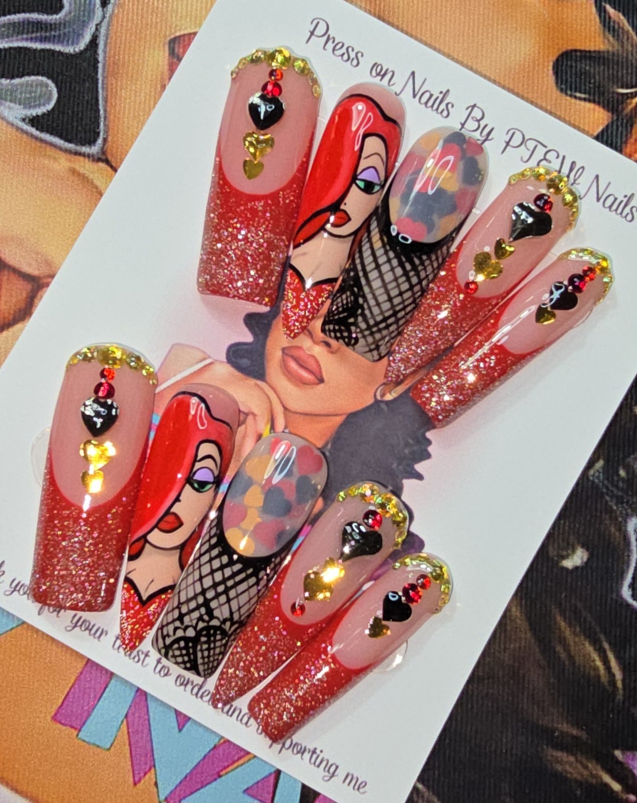 Handmade Gel Press On Nails, Small Size 2,5,4,6,9 XL Long Stiletto +Square