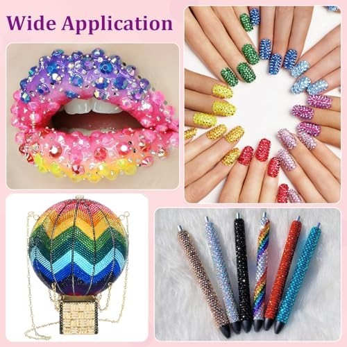 34000 Pcs Multicolor 3mm Resin Rhinestones with Tweezers & B7000 Glue for Nail A