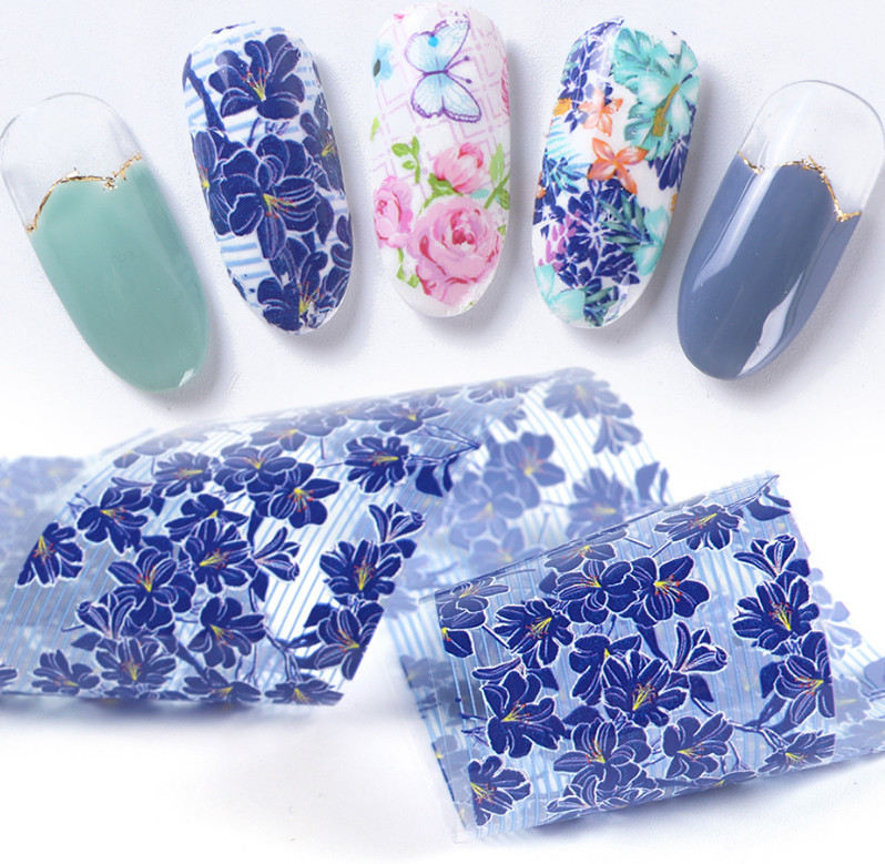 10 Pcs Rose Pink Flowers Nail Art Transfer Foil Sticker Transfer Manicure DIY X2