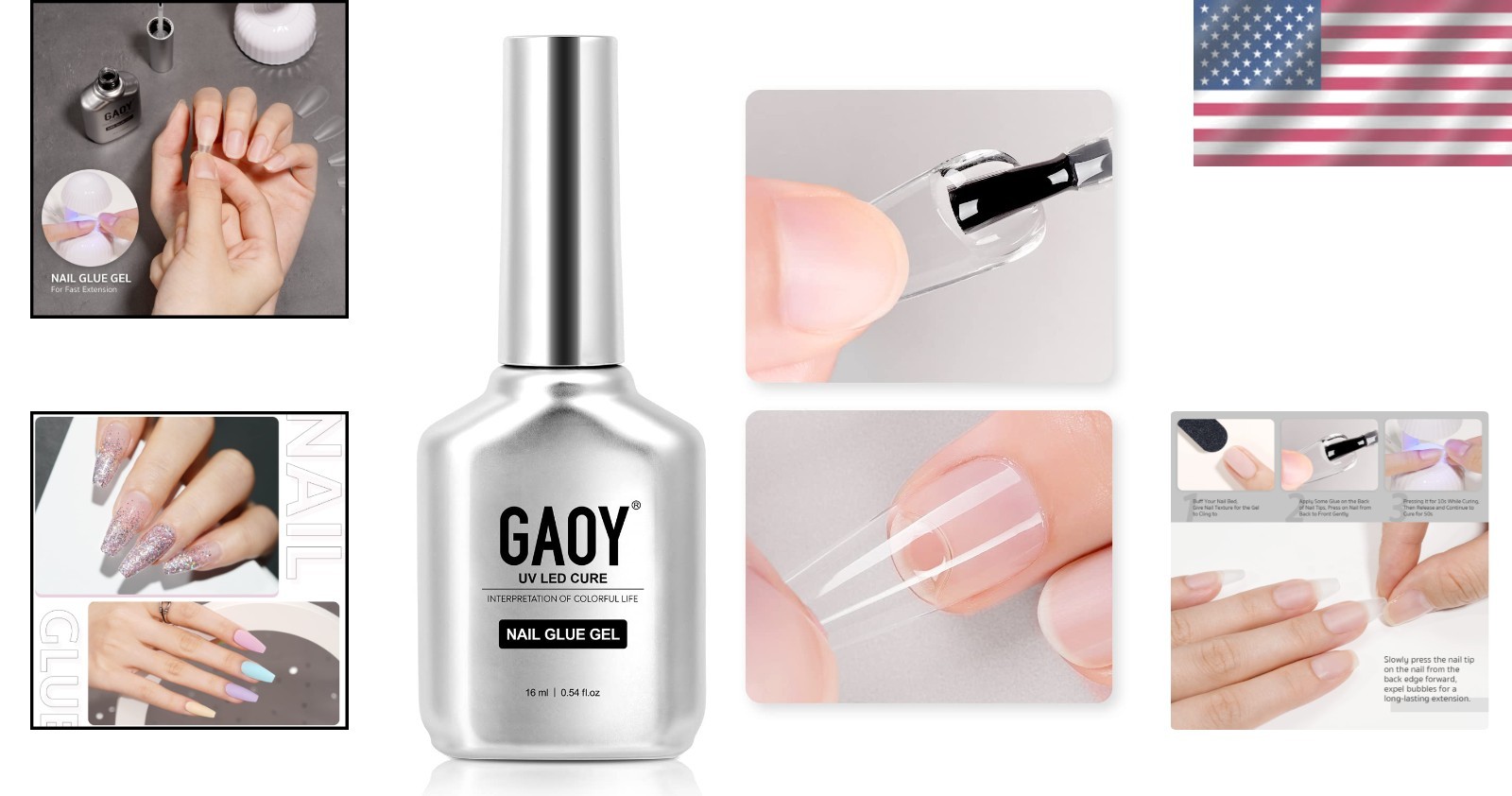 2-in-1 Nail Glue Gel & Base Coat, 16ml Non-Toxic for Long-Lasting Acrylic Tips