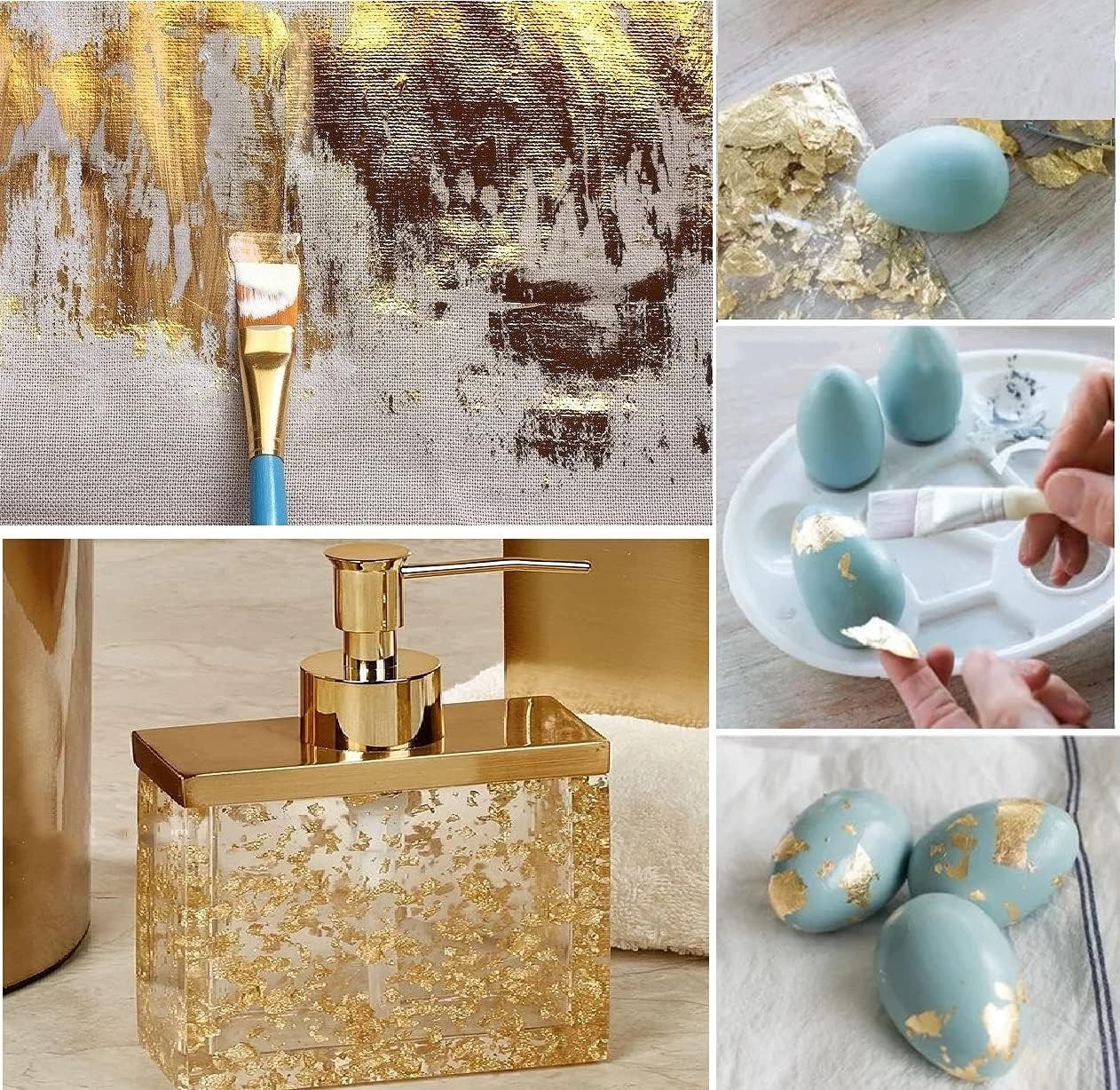 Gold Leaf Flakes,Gold Foil Flakes for Resin，10g Metallic Foil Flakes，for Nail…