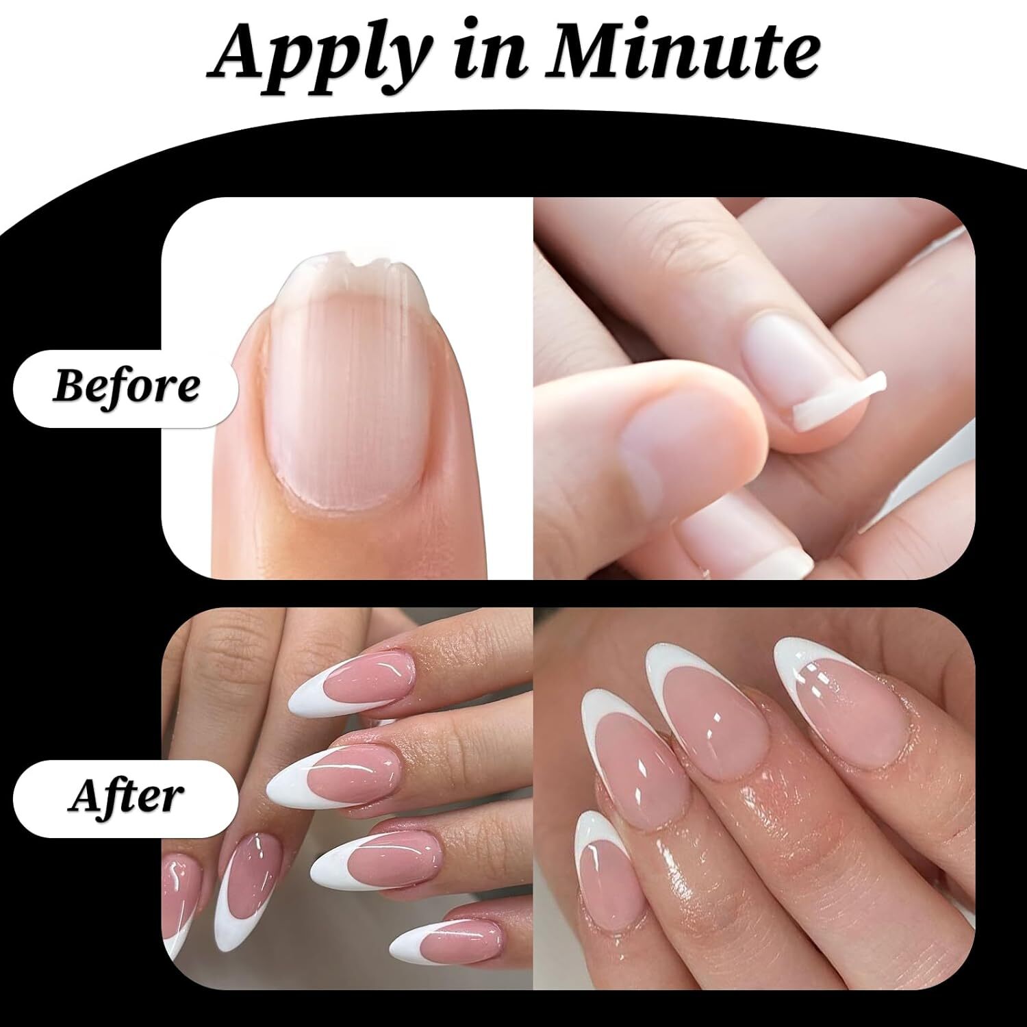 300pc Short Almond Nail Tips Fake Nails French Tip Press on Nails Short Acryl…