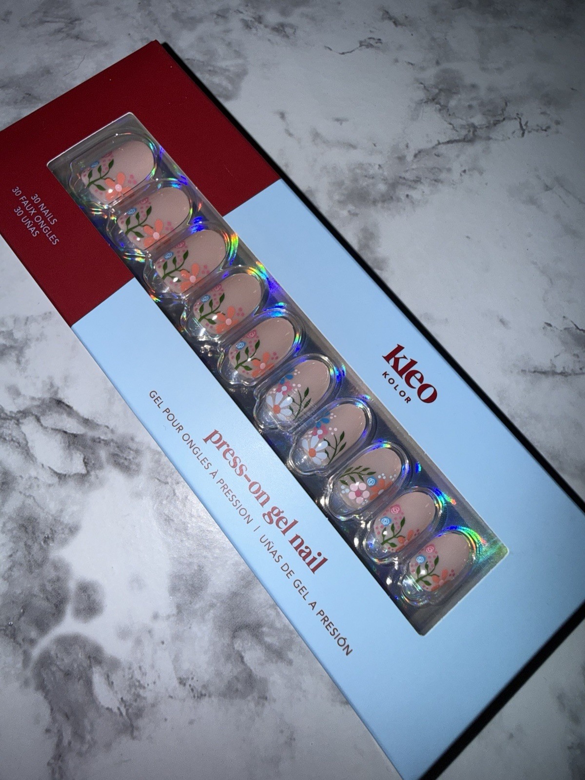 New Kleo Kolor Press-On Gel Nails – Short Round Garden Flowers
