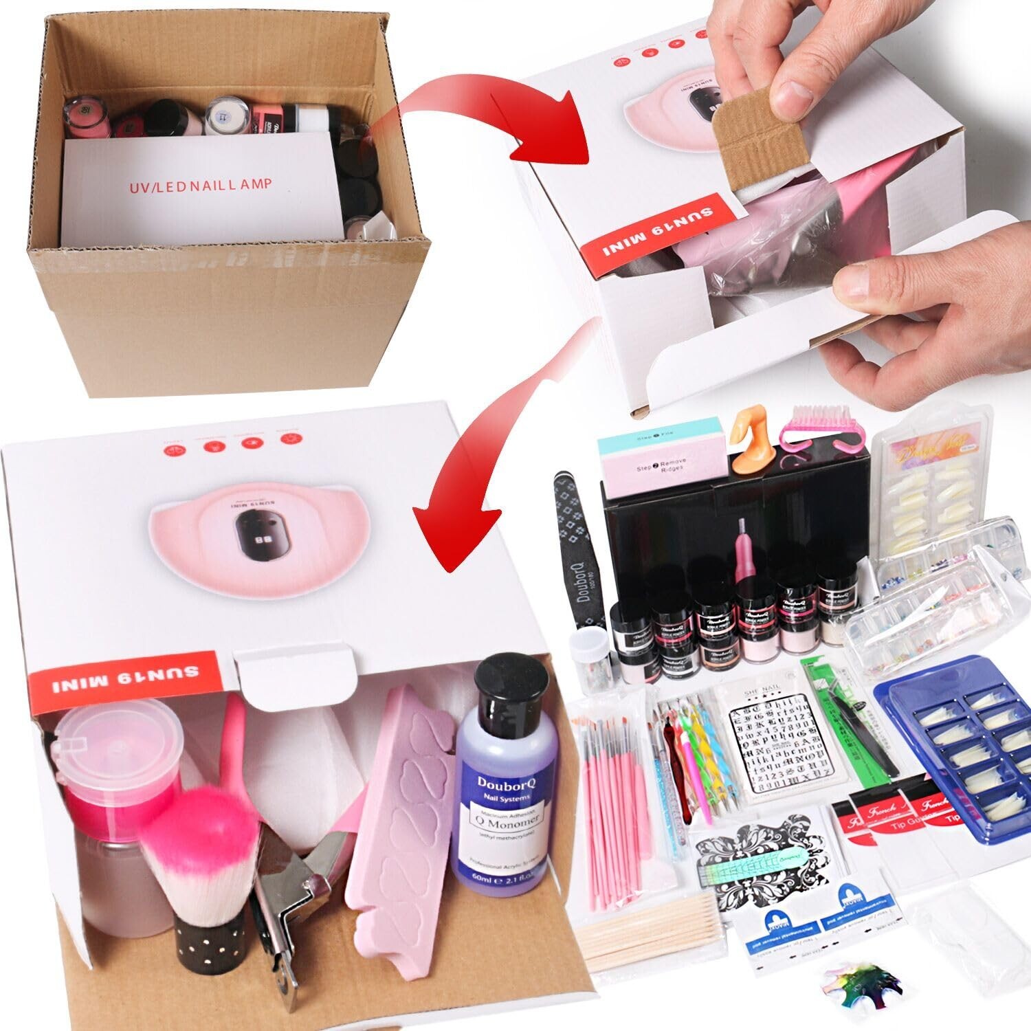 Complete Acrylic Nail Kit with Accessories: Glitter, Brush, & Drill for Home Use
