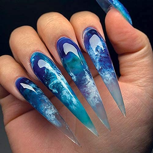 Acrylic Clear Extra Long Stiletto 500PCS 10 Sizes False Gel Nail With Plastic…