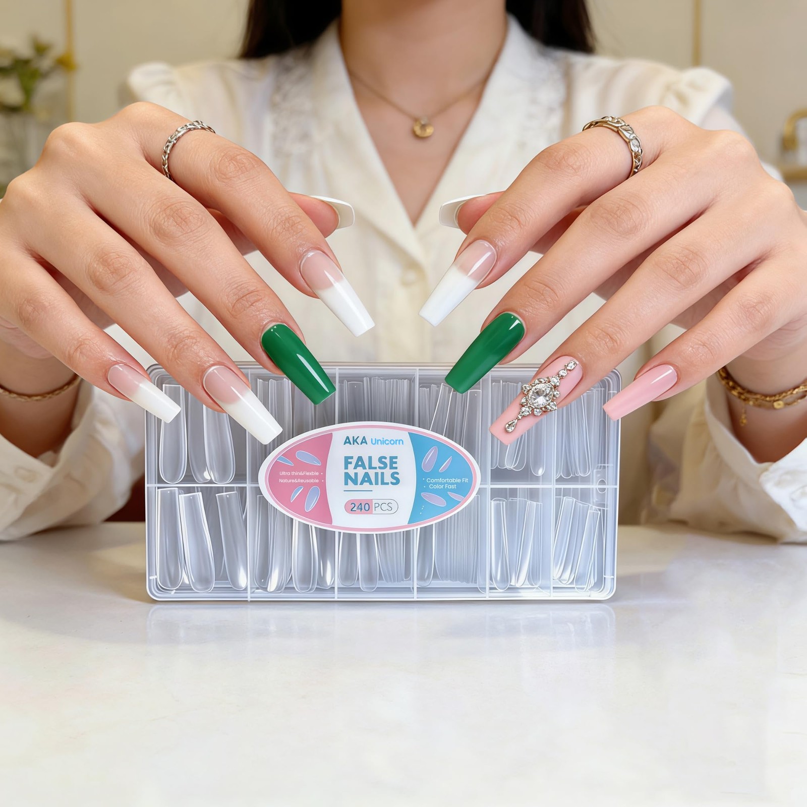 AKA Unicorn Soft Gel Nail Tips,XXXL Extra Long, Clear Long Square Tips