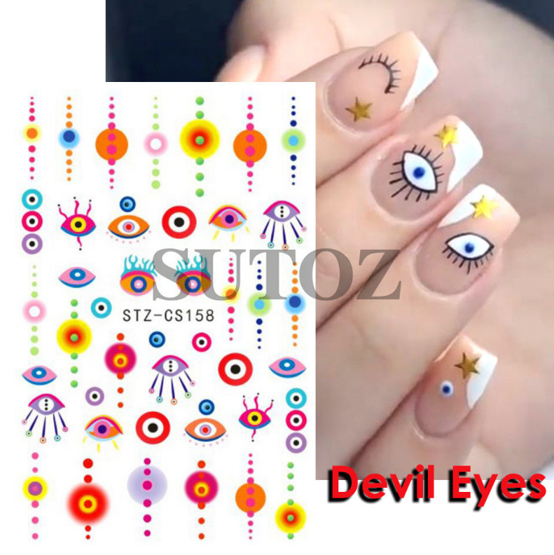 3D Evil Eye Eyeball Moon Star Snake Self-Adhesive Nail Decal Sticker NS39