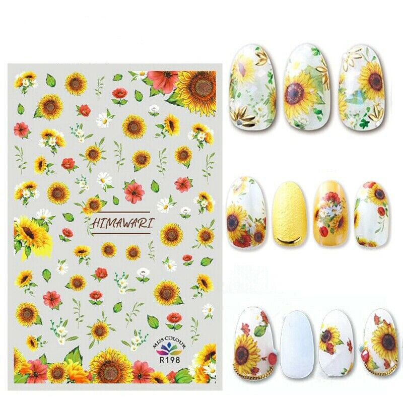 Nail Art 3D Extra-Thin Sunflower Daisy Flowers Leaf R198