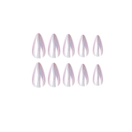 Almond Press on Nails Cat Eye Short Almond Cat Eye Pink Light Purple Bling