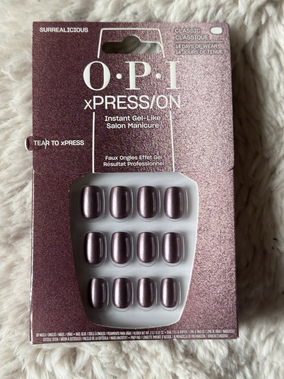 OPI Xpress/on Surrealicious Short Square Oval Press On Nails Purple Glitter