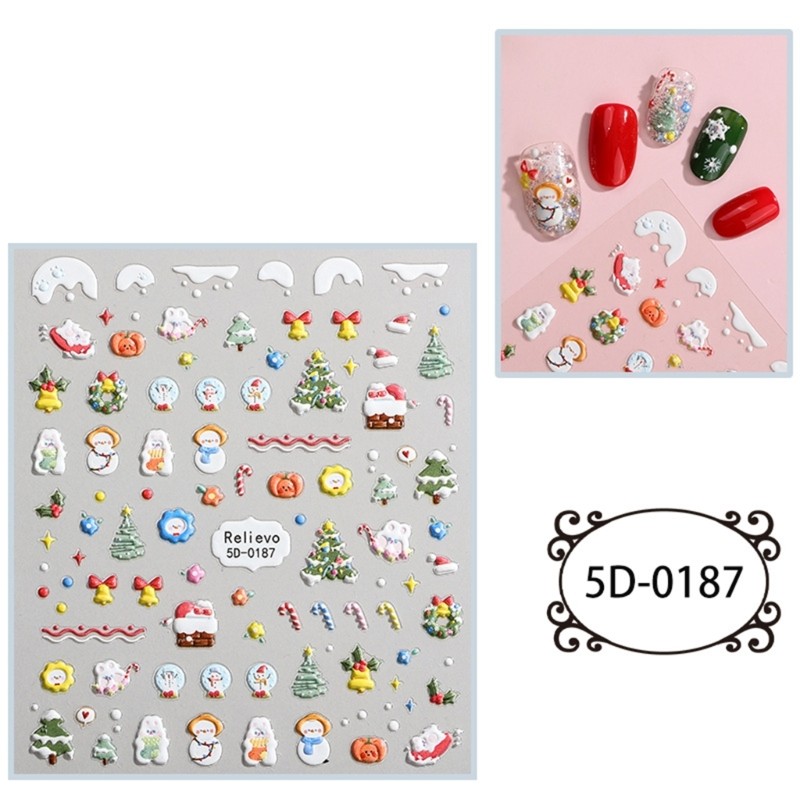 Stereoscopic Adhesive Nail Art Stickers Decals Engraved Nail Art Decor for Women