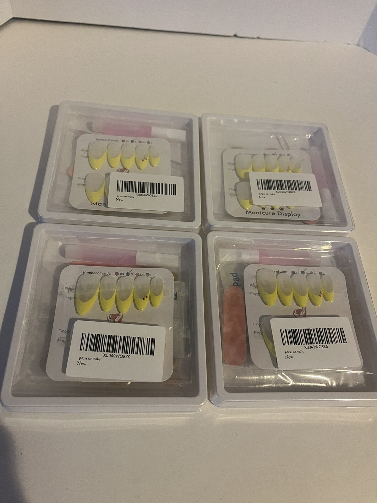 French Tip Press On Nails Yellow 4 Packs Of 10 Size Small