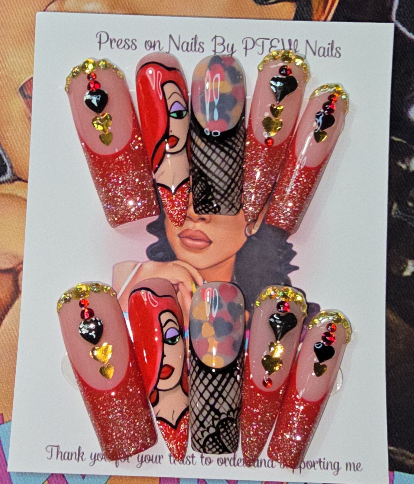 Handmade Gel Press On Nails, Small Size 2,5,4,6,9 XL Long Stiletto +Square