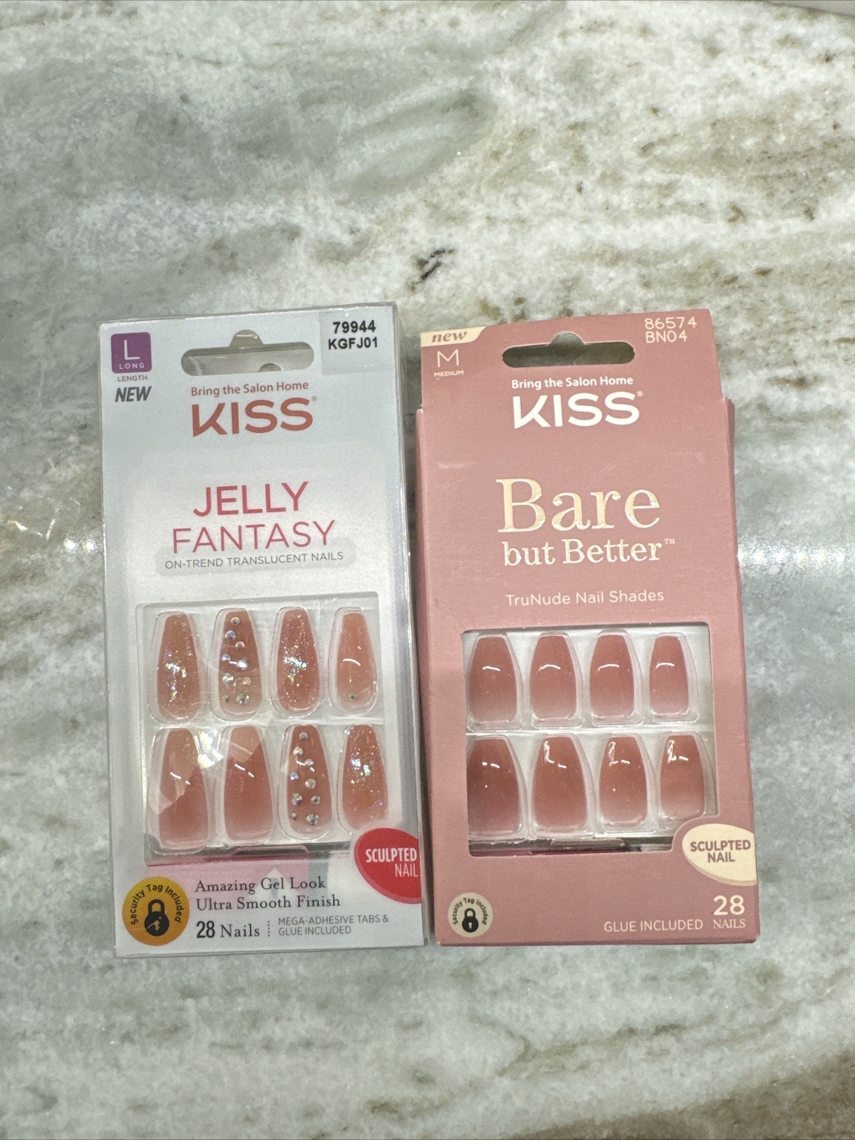 Kiss Nails Jelly Fantasy Press Glue Manicure Long Gel Stiletto Pink Nude Sculpt