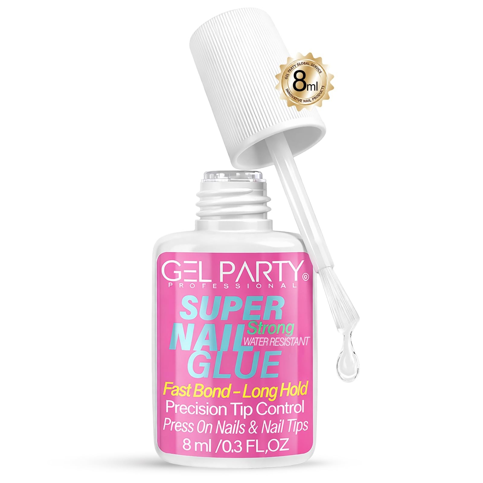 Super Strong Brush-On Nail Glue 8ml Clear Acrylic for Press-On & Fake Nails