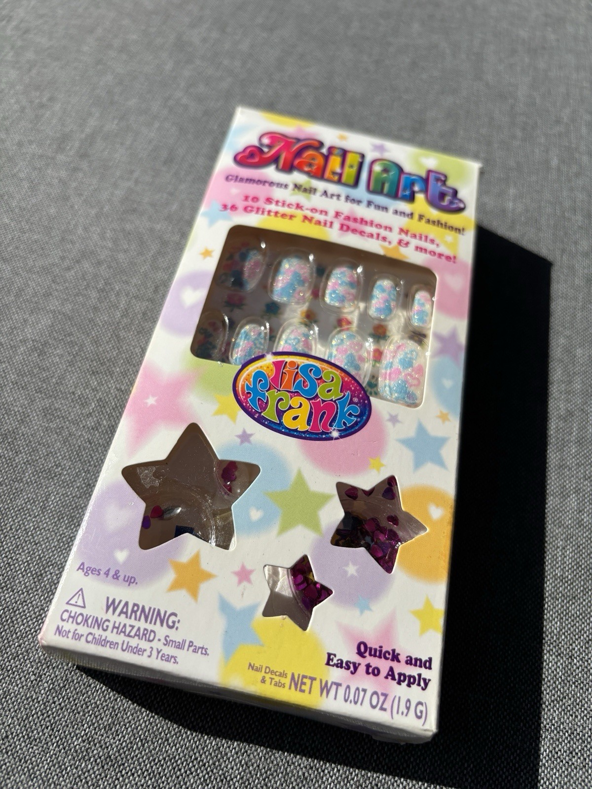 Vintage Lisa Frank Nail Art 10 Stick On Fashion Nails / 36 Glitter Nail Decals