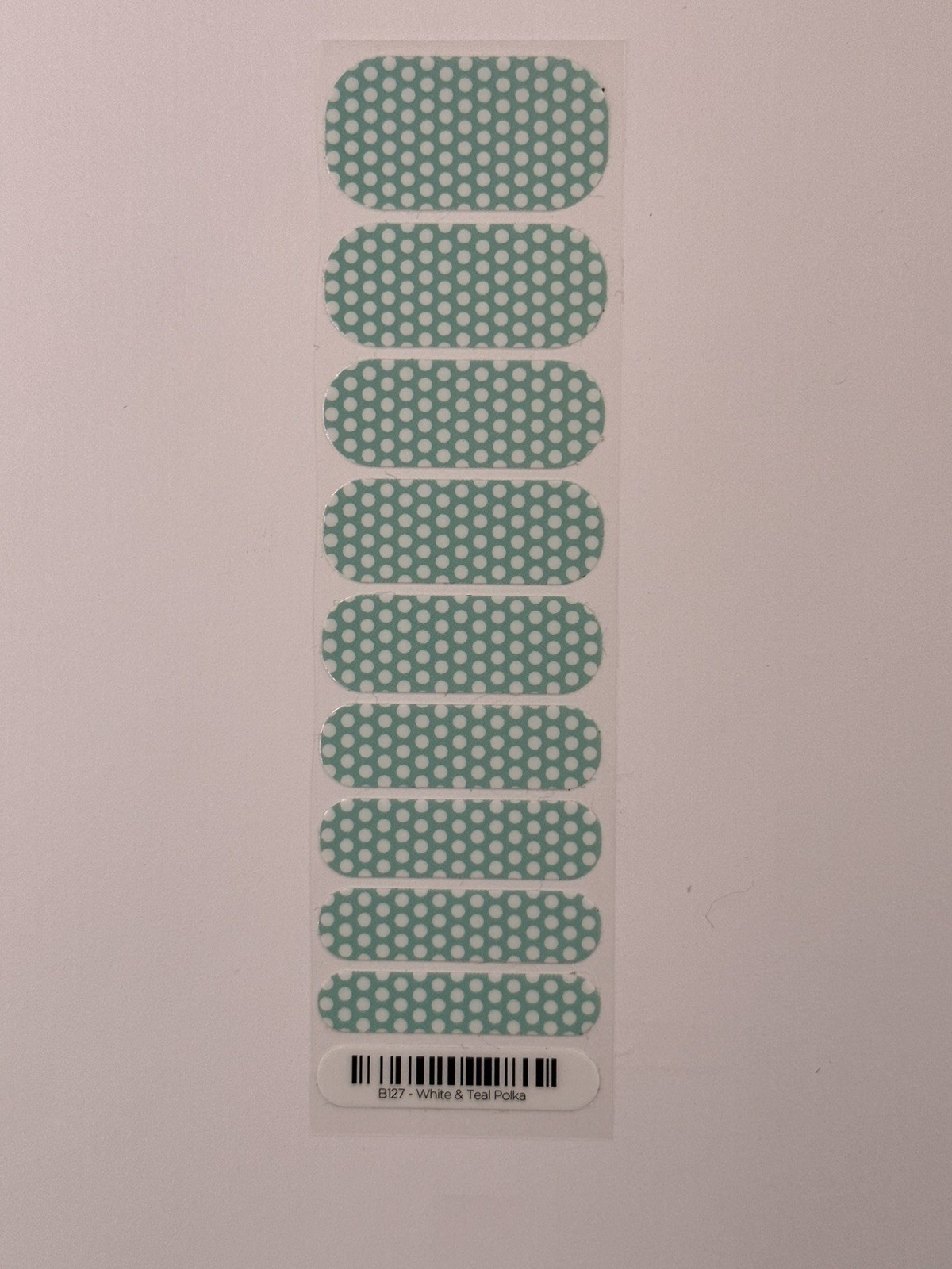 Jamberry Nail Wraps – Half Sheet – White & Teal Polka Dot