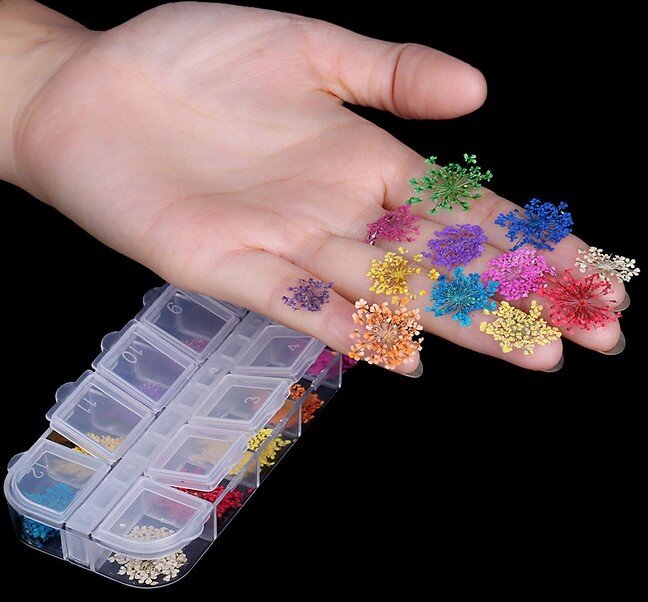 Natural Dry Flower Botanical Nail Art Decorations UV Gel Tips Manicure Accesorie