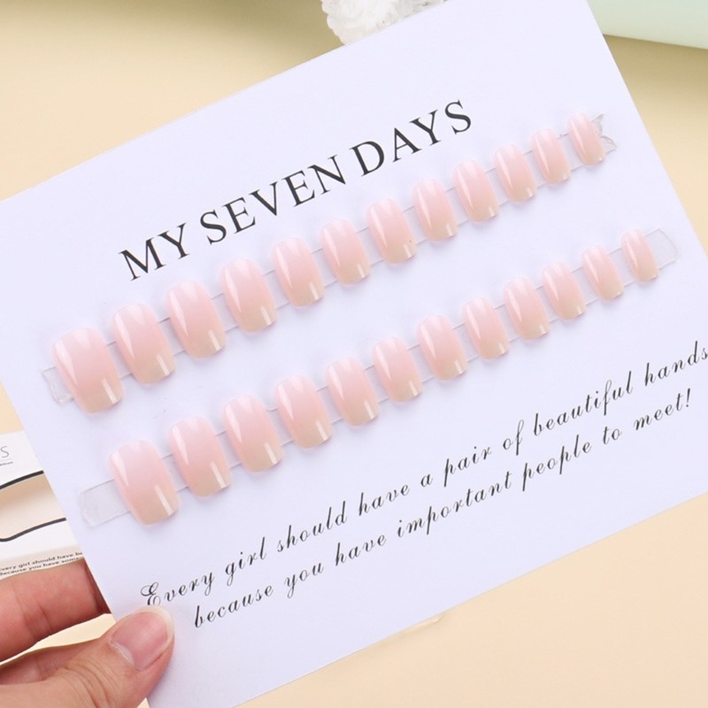 24 Pieces Pink Gradient Short Square Nail on Nail for Various Occasion