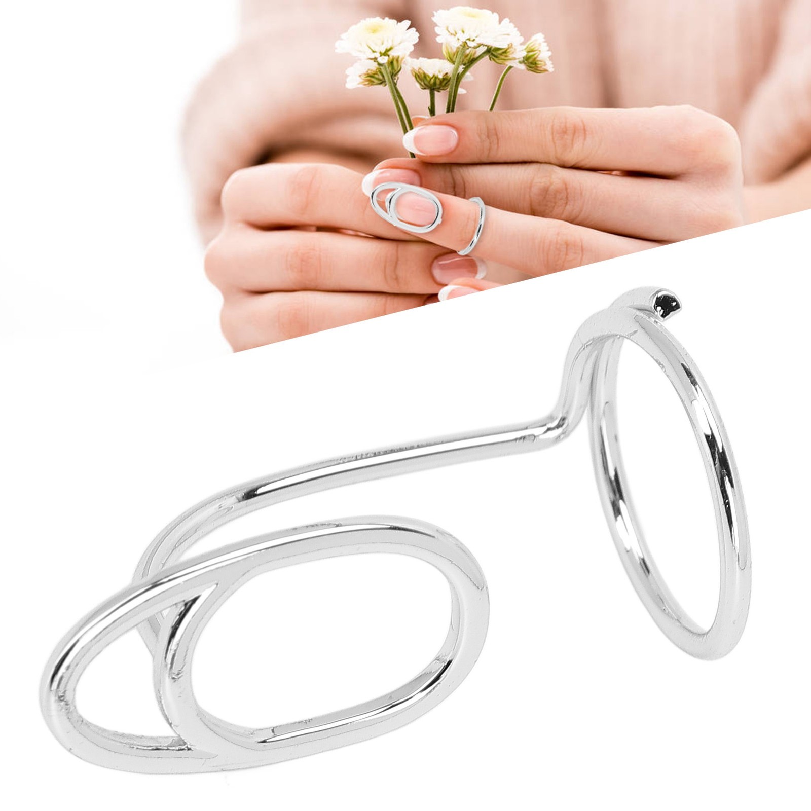 Nail Art Fingernail Rings Unique Women Finger Nail Cover Ring Decoration Jewelry