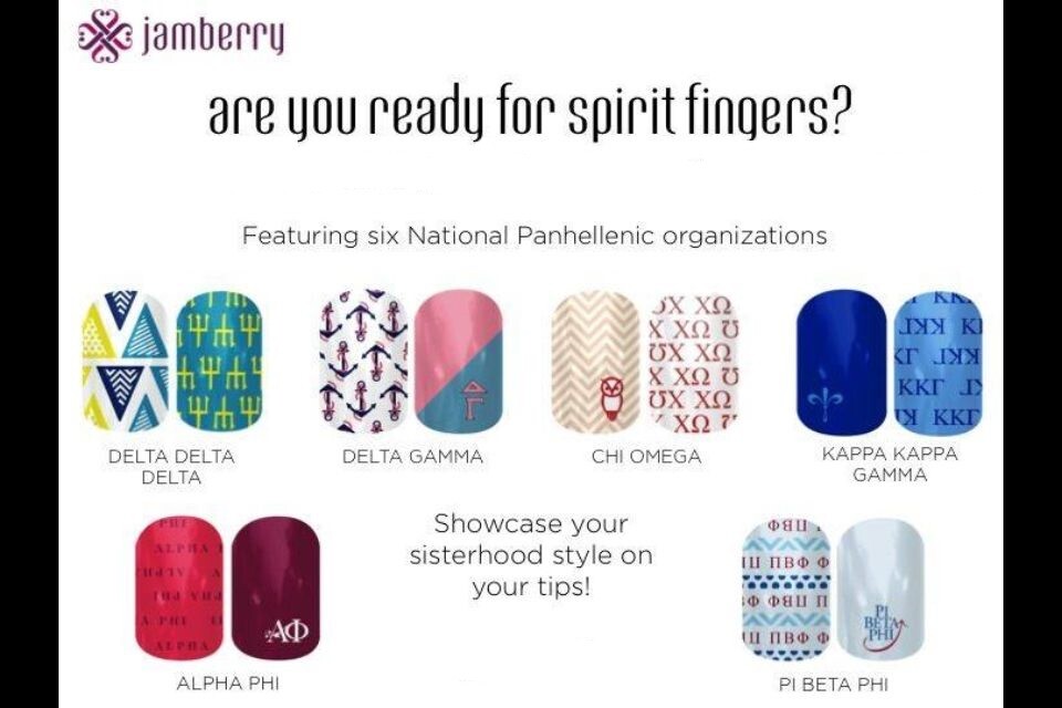 JAMBERRY NAIL WRAPS SORORITY & COLLEGIATE SCHOOL SPIRIT FINGERS RARE & VHTF