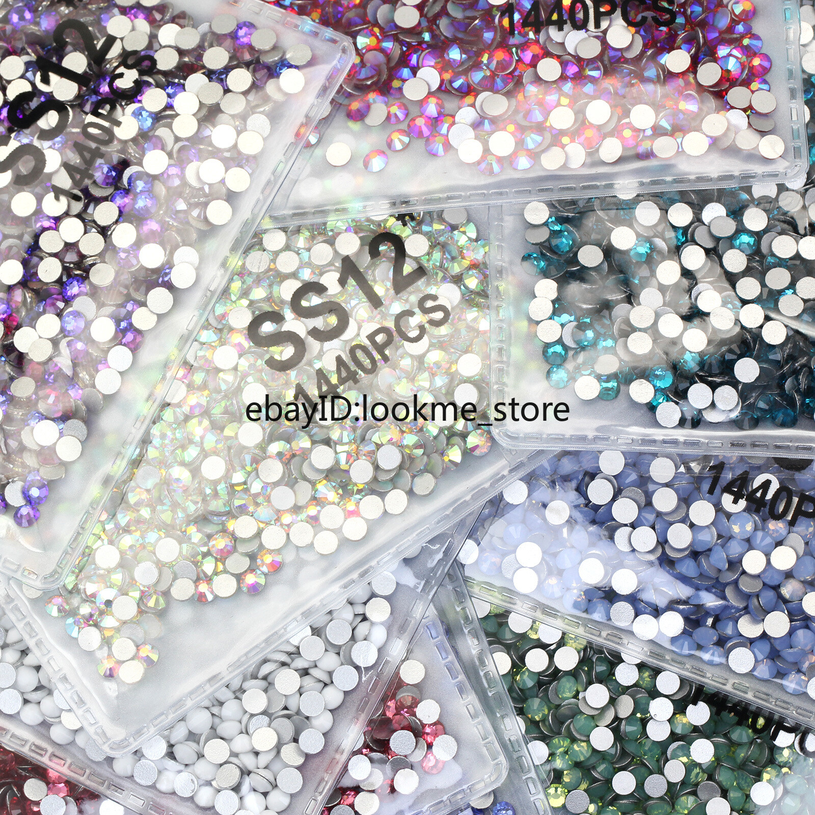 1440pcs 3mm (ss12) Crystal Glass Rhinestones Flatback Gems Nail Art Crafts Decor