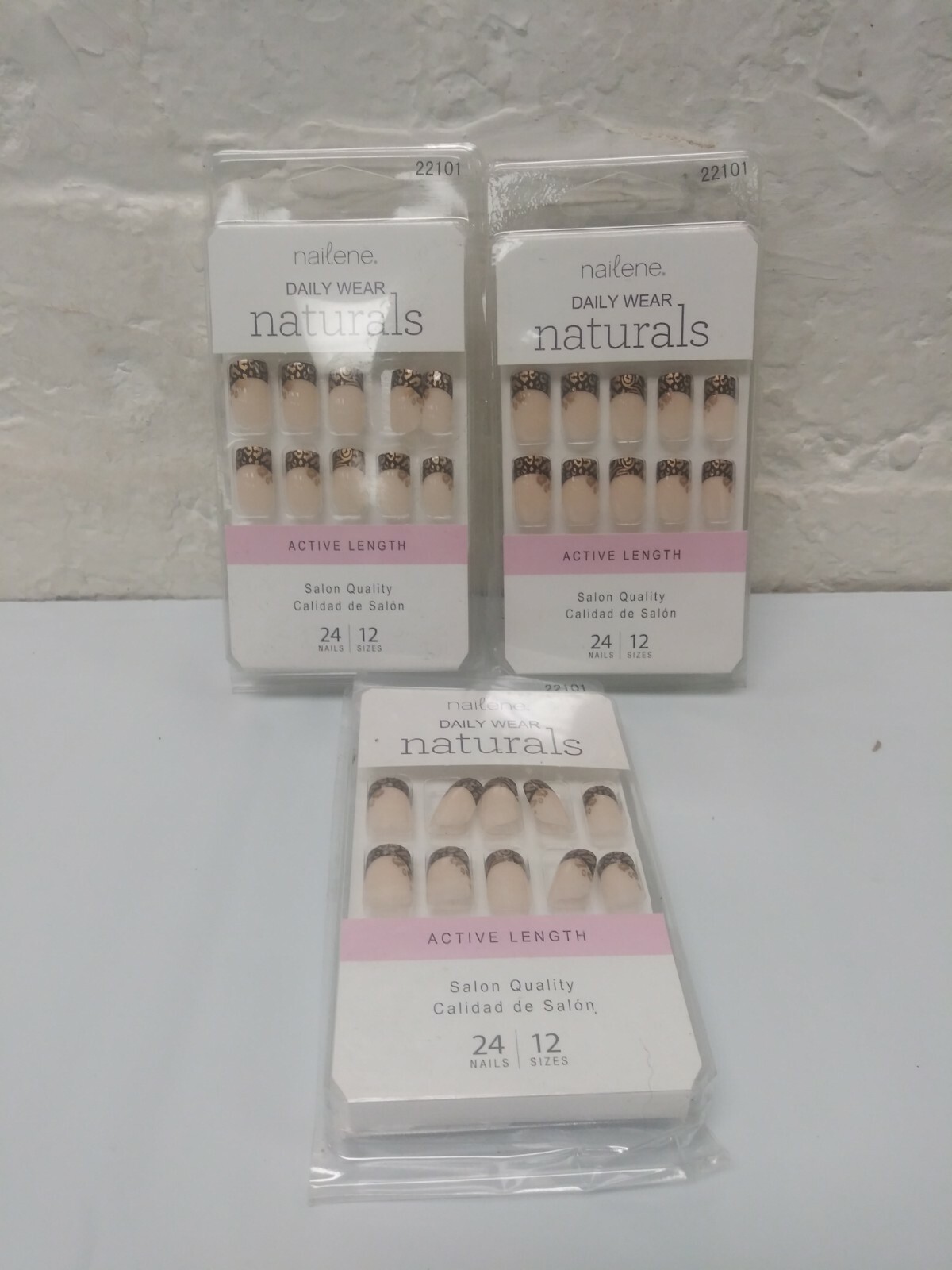 3x Stylish Print Nailene Daily Wear Naturals Active Length Salon Quality Nails