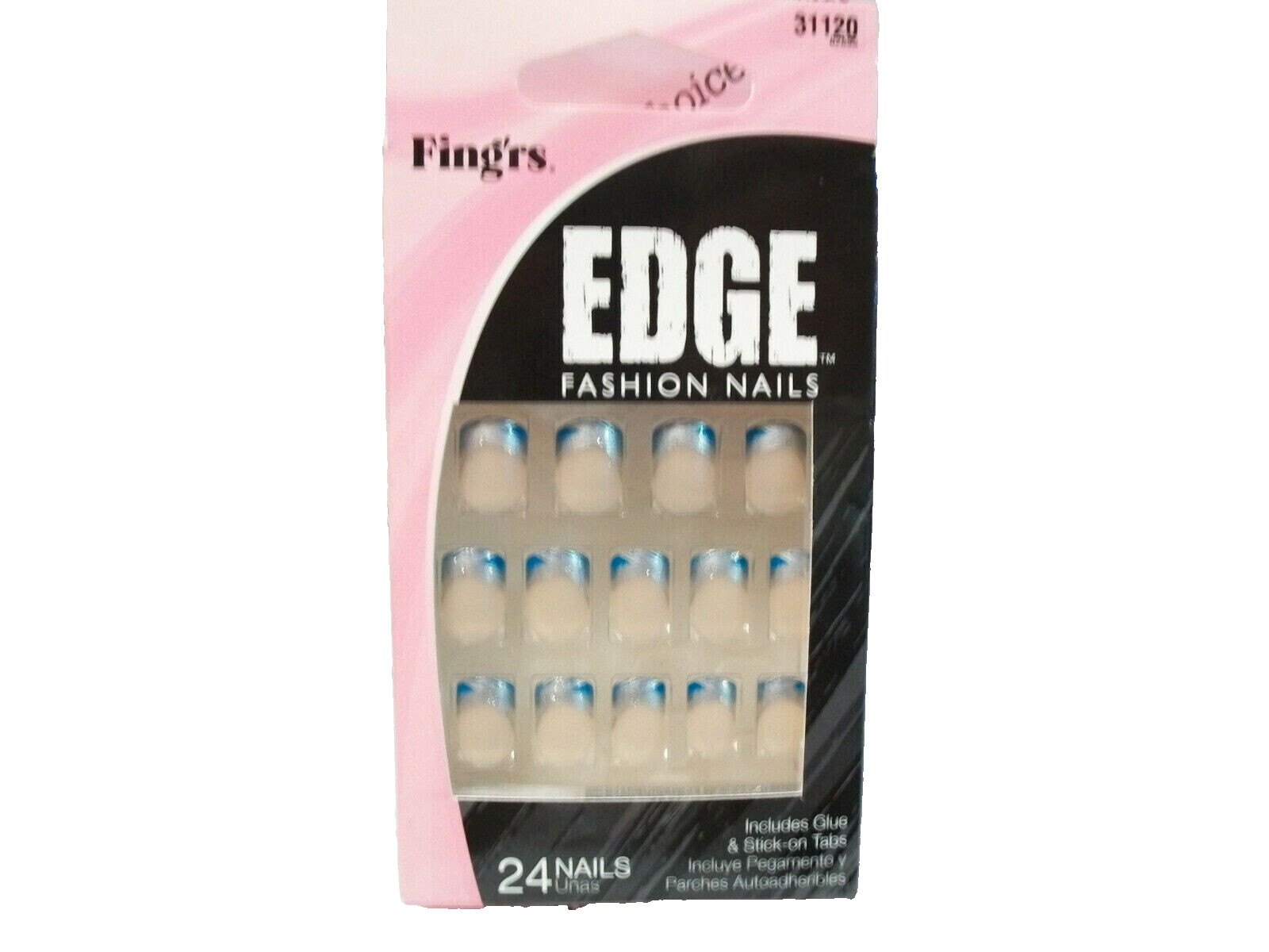 Fing’rs Edge Fashion Nails #31120 Silver & Turquoise Tips NO GLUE N49