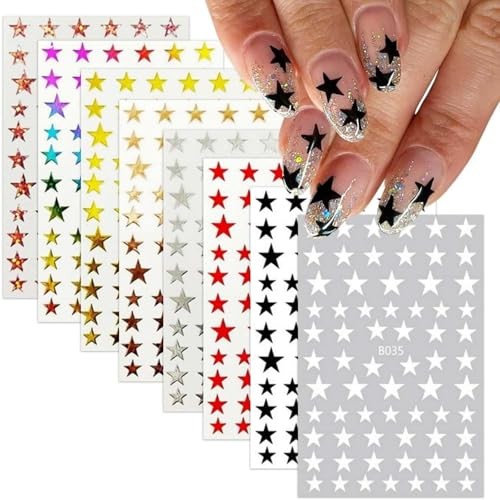 Star Nail Stickers 8 Colors Star Nail Art Stickers Gold Silver Regular Vbn-14