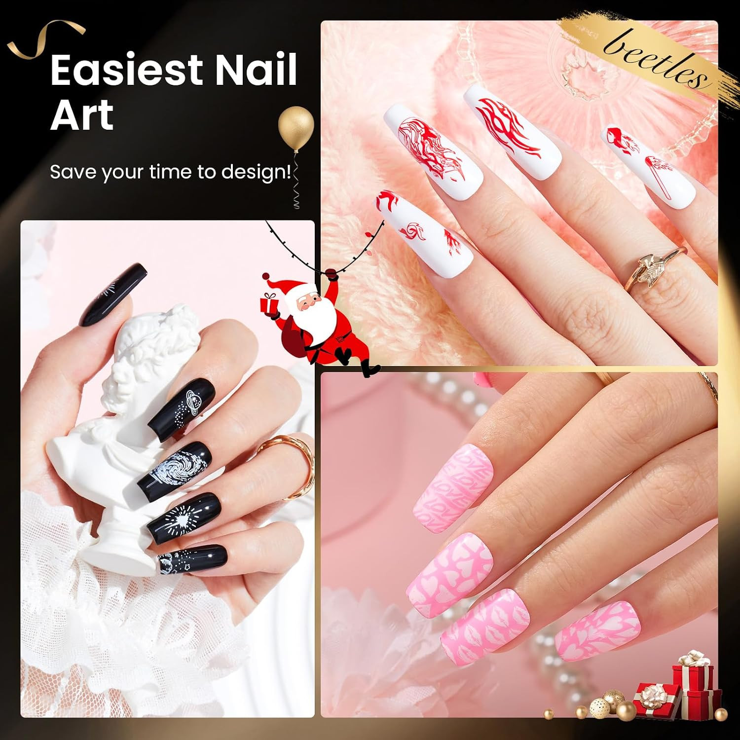 Nail Stamp Gel 16Pcs French Tip Nail Stamp Kit | 8 Colors Stamper Gel Polish, 5