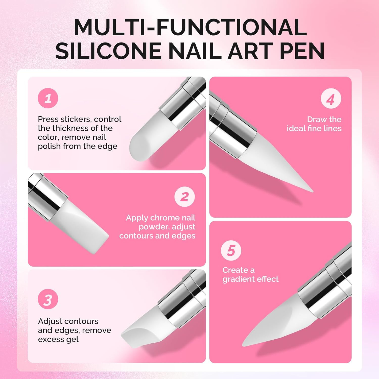 5 Pcs Nail Art Sculpture Pen Acrylic Dual Tipped Brushes for Resin Nail Art Tool