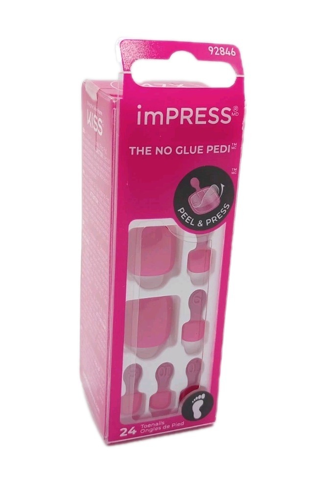 ImPress Womens Sweet As Honey Pink Press On No Glue Pedicure Toenails
