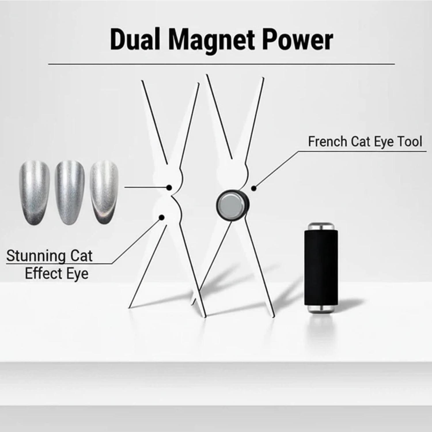Cat Eye Magnet Set, Scissor-shaped Nail Magnet Tool, 2 in 1 Art DIY Salon