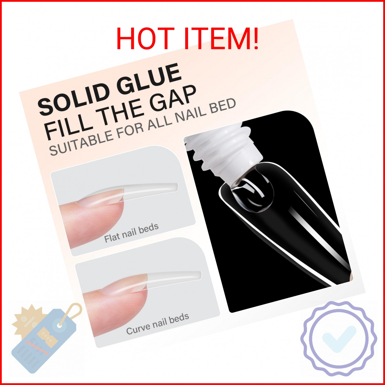 AILLSA Solid Gel Nail Glue for Nail Tips Strong Nail Glue for Press Ons Professi