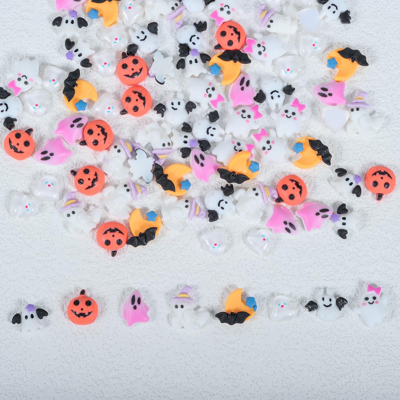 90Pcs Halloween Resin Charms for Nails, 3D Pumpkin Ghost Bat Cute Nail Charms…