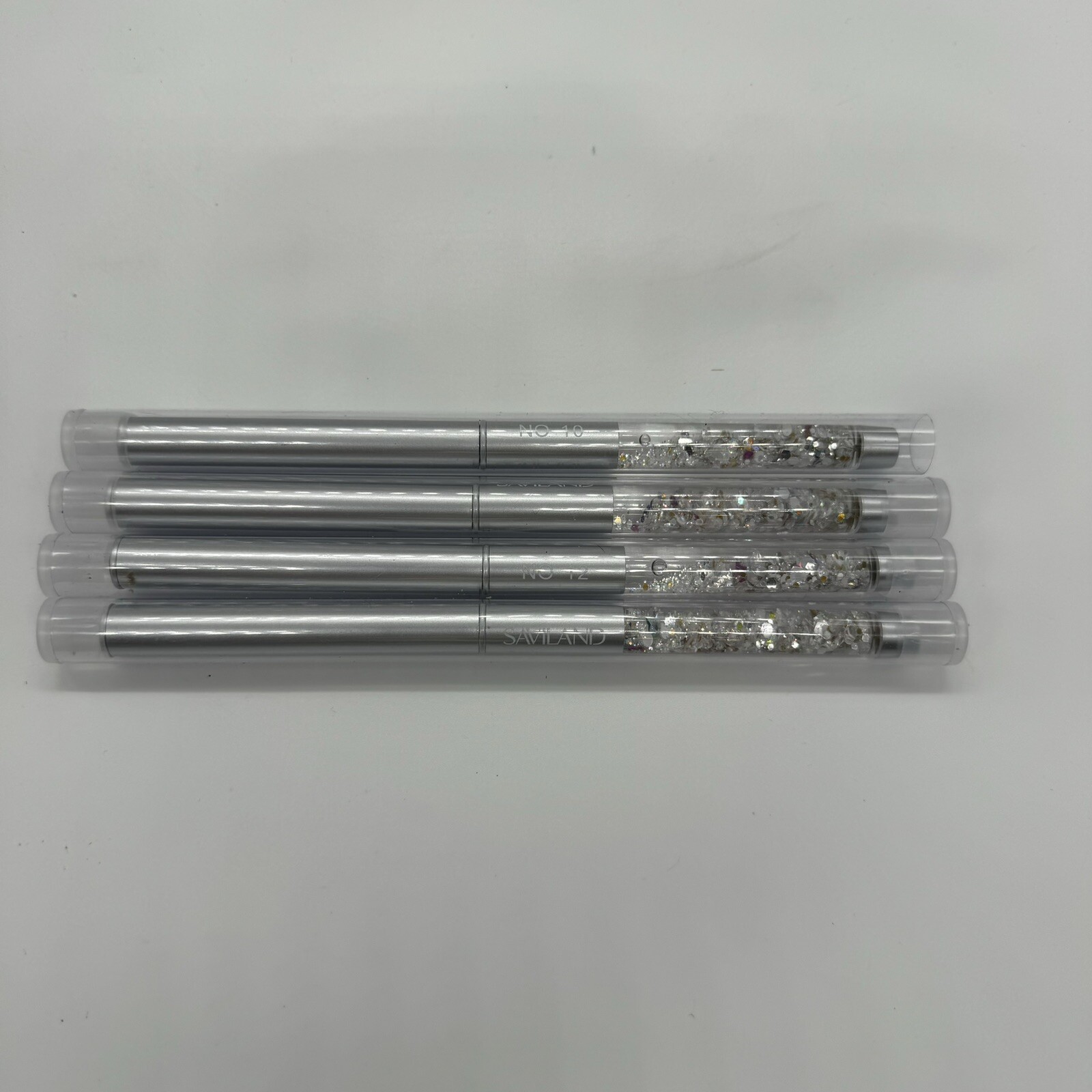 Acrylic Nail Brush Set 4 Pieces Saviland Kolinsky Sizes 6/10/12/14 Glitter NEW