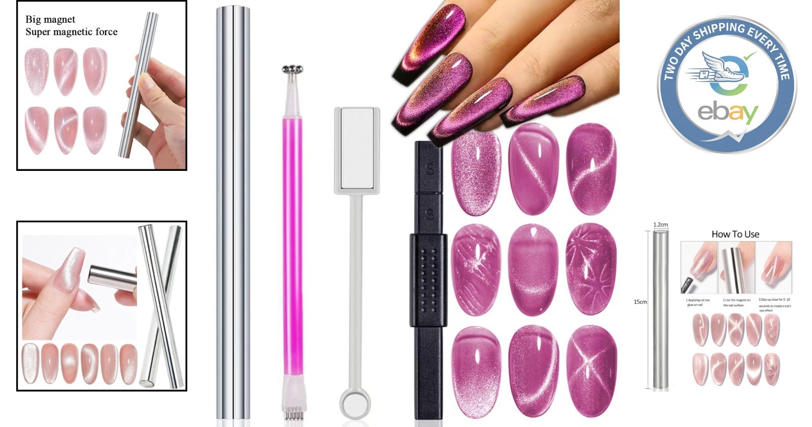 4-Piece Cat Eye Nail Magnet Set – Create Stunning Nail Art Designs Effortlessly