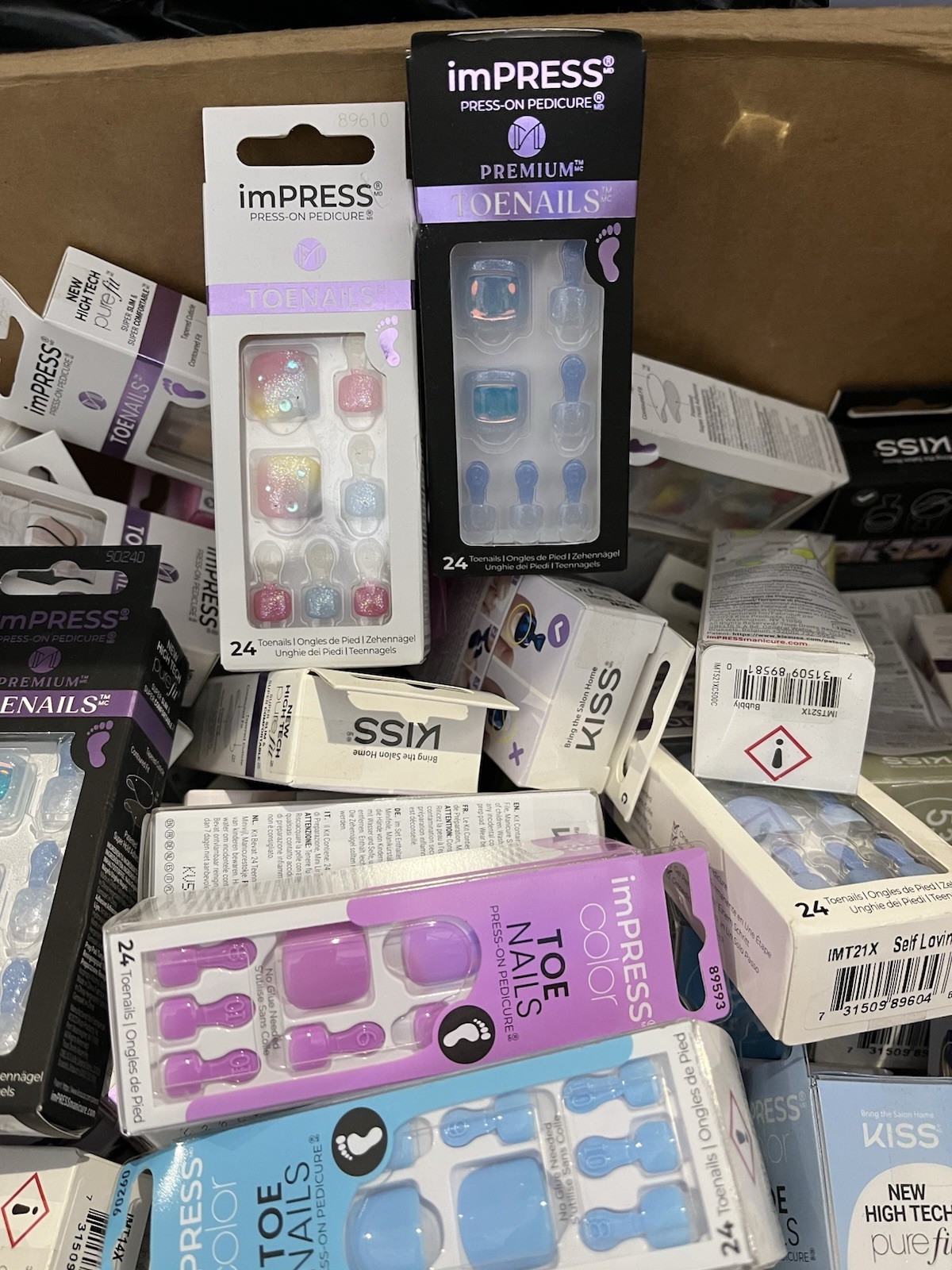 3 Random Packs of Impress Press-On Pedicure Toenails 24 Toe Nails Per Pack