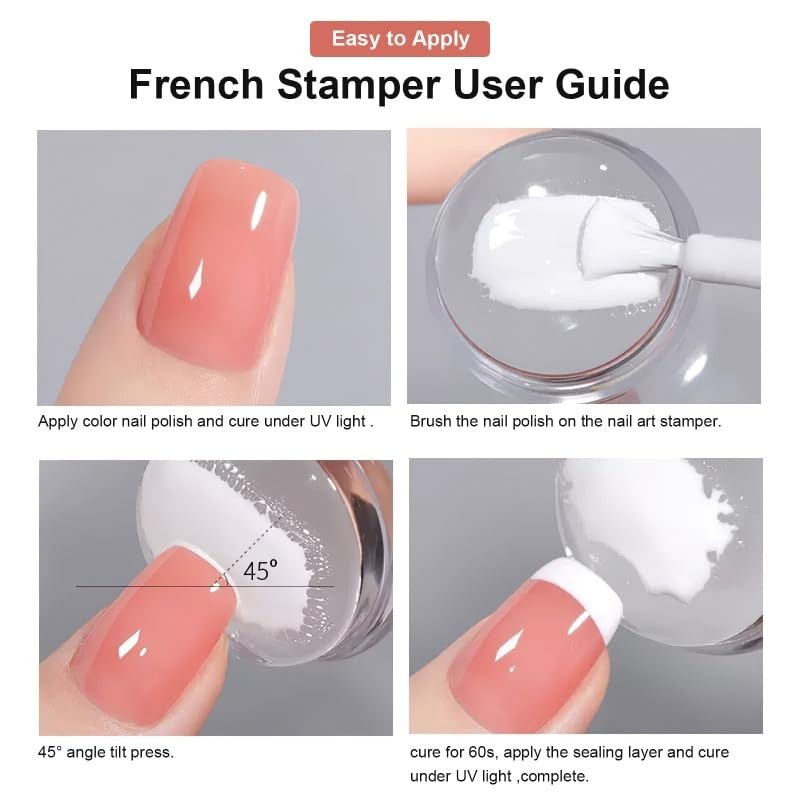 French Tip Nail Stamper 6PCS, Soft Silicone 2-in-1 Manicure Set with Stamp He…