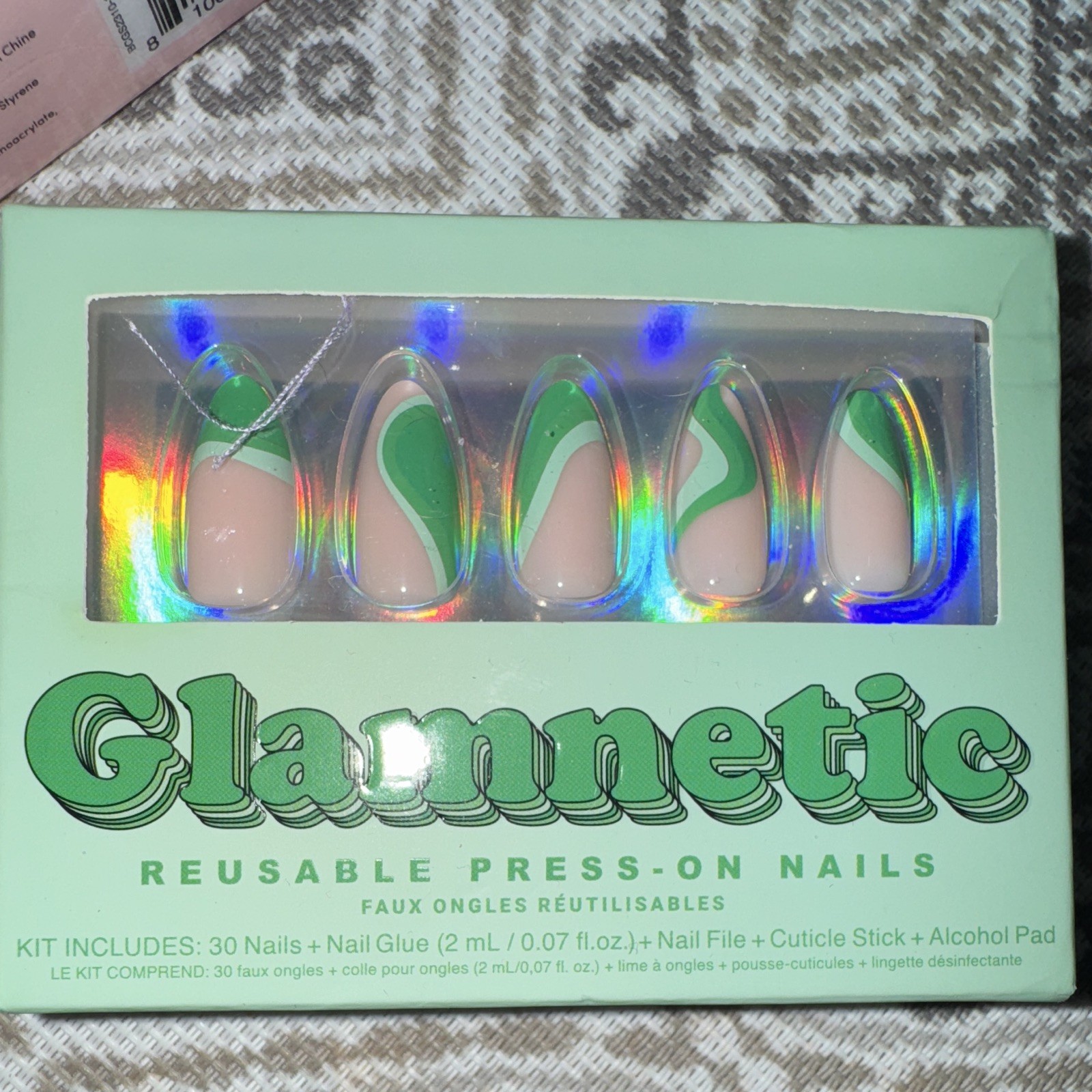 Glamnetic Reusable Press-On Nails GROOVY GREEN Glitter