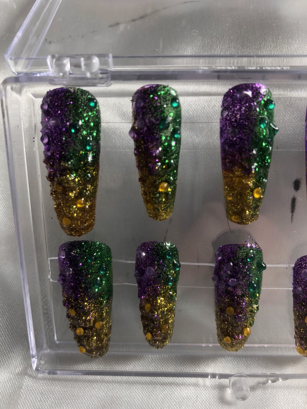 Z NAILZ! Z CLAWZ! Purple/Green/Gold MARDI GRAS Alligator Textured Press On Nails